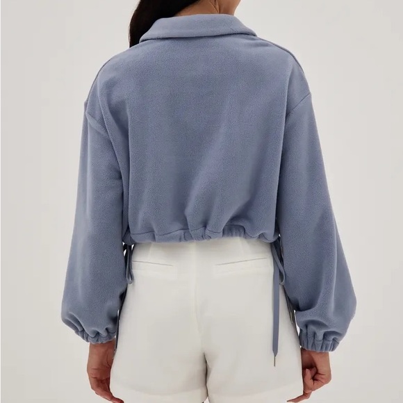 SOLD!! NWT Love, Bonito Shelby Micro-fleece Drawstring Top in Steel Blue - Picture 3 of 6